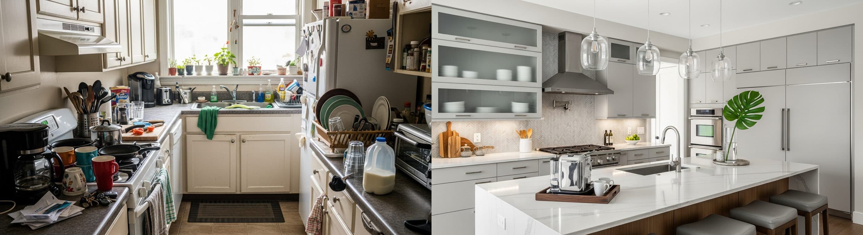 Küche: Vorher vs. Nachher virtuelles Staging