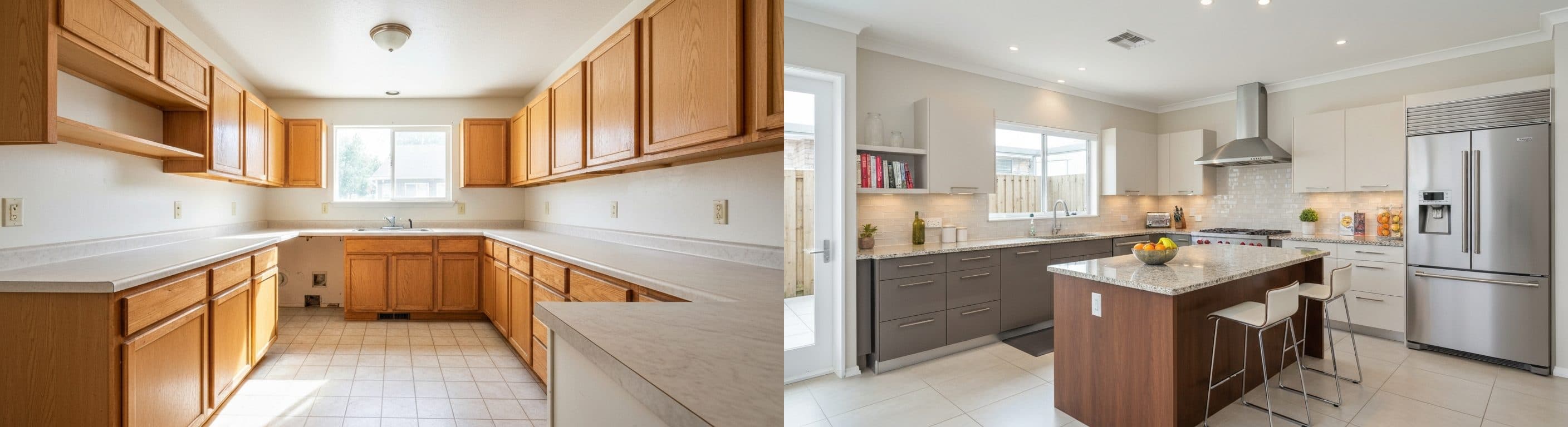 Kitchen: before vs after virtual staging