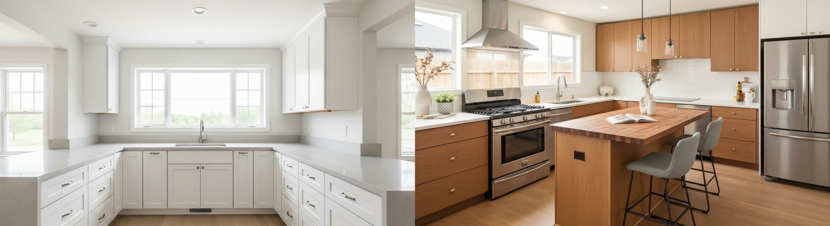 Küche: Vorher vs. Nachher virtuelles Staging