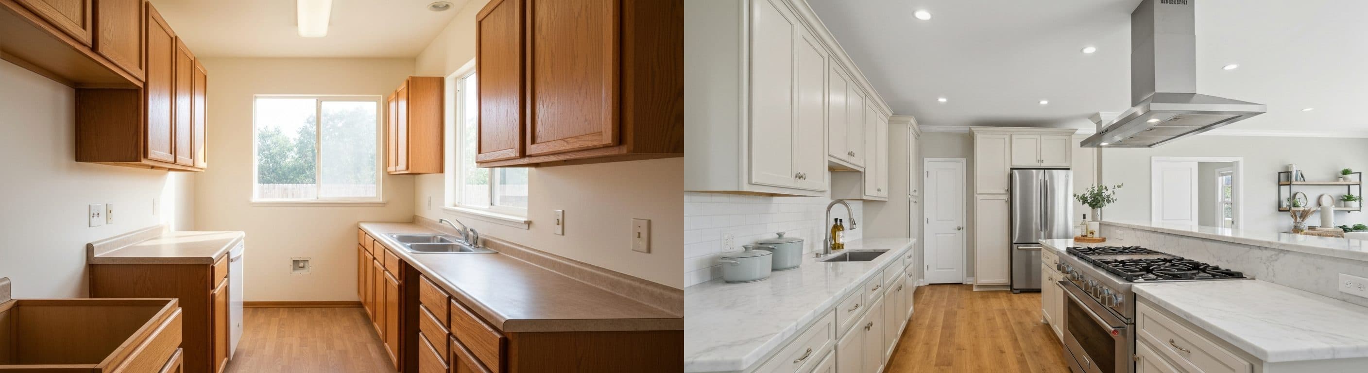 Kuchnia: przed i po wirtualnym stagingu