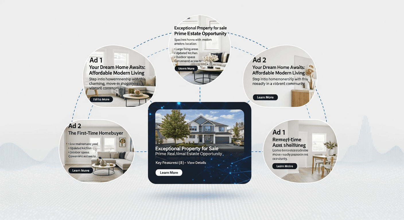 Illustration de l'IA adaptant une annonce de home staging à cinq buyer personas