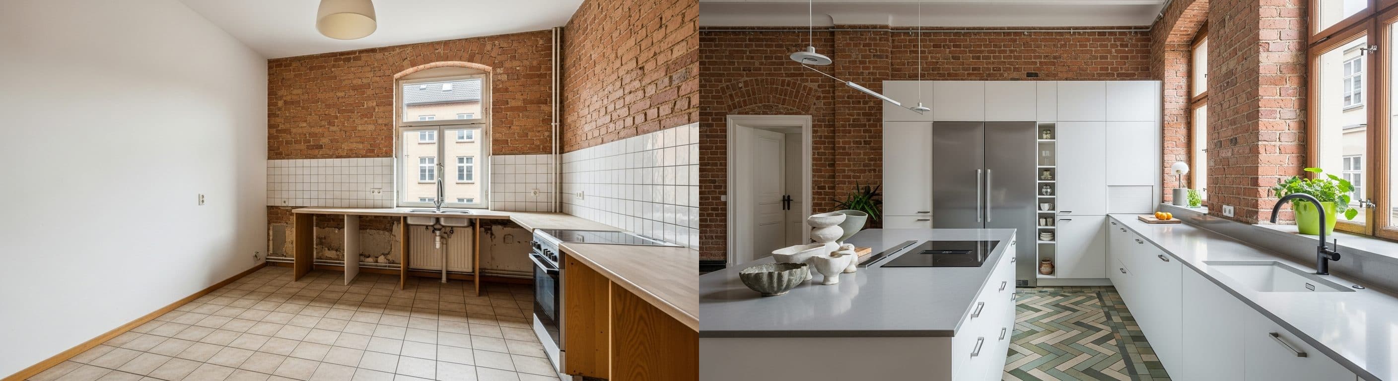 Kuchyně: před a po virtuálním stagingu