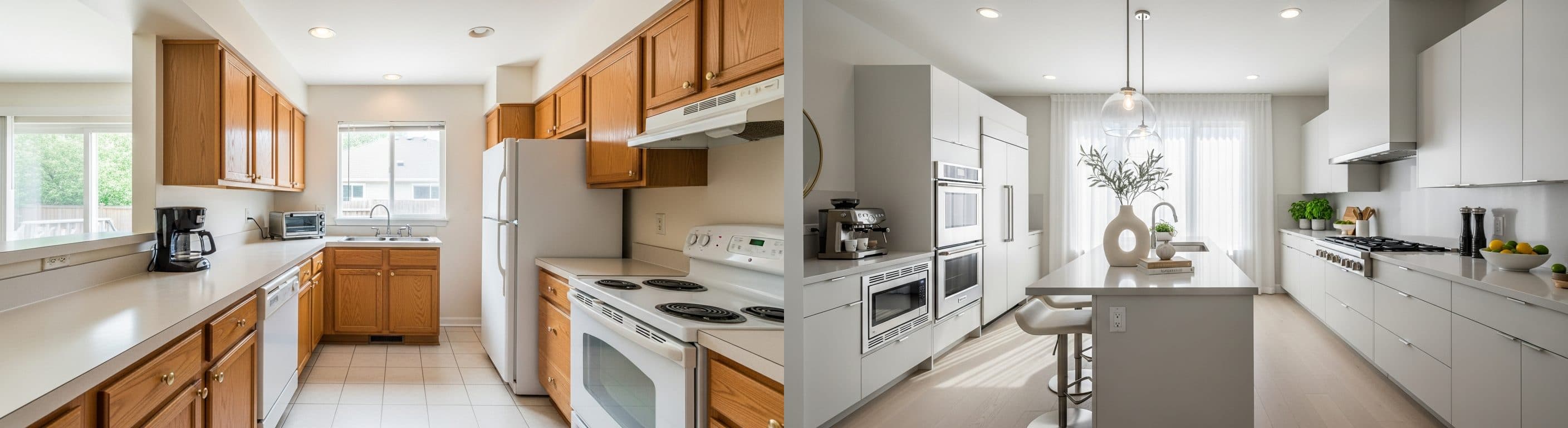 Køkken: før vs efter virtuel indretning