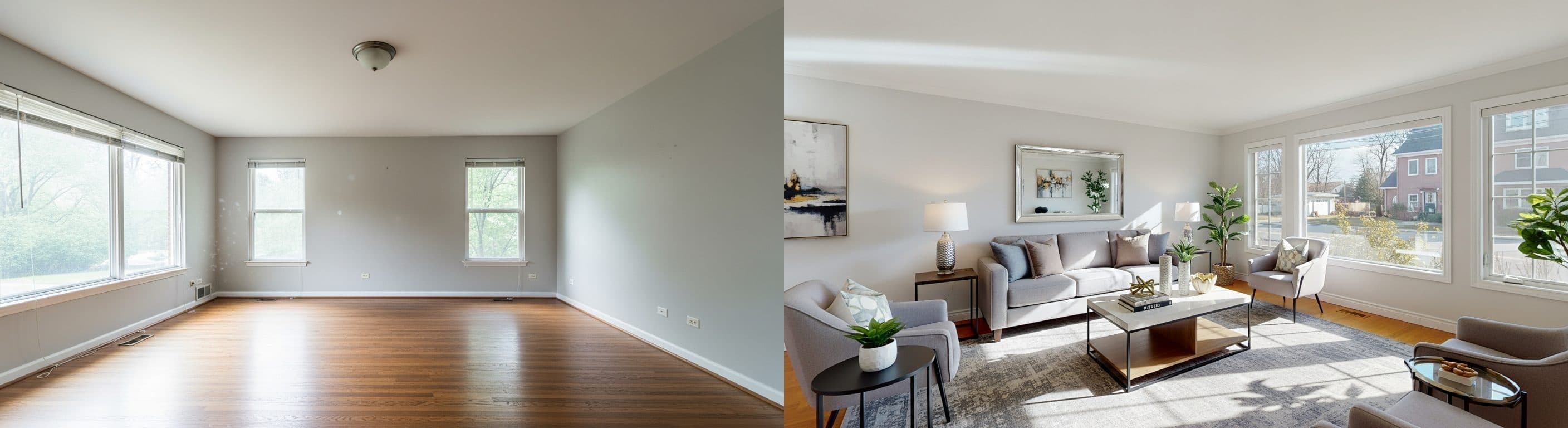 Salon: przed i po wirtualnym stagingu