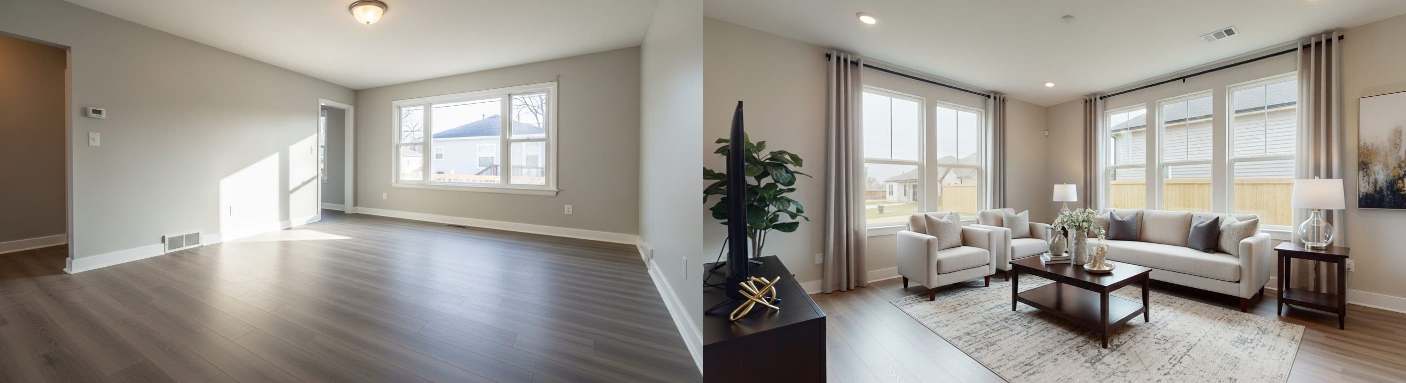 Obývacia izba: pred a po virtuálnom inscenovaní