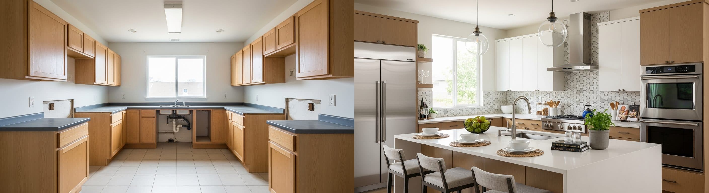 Kuchyňa: pred a po virtuálnom inscenovaní