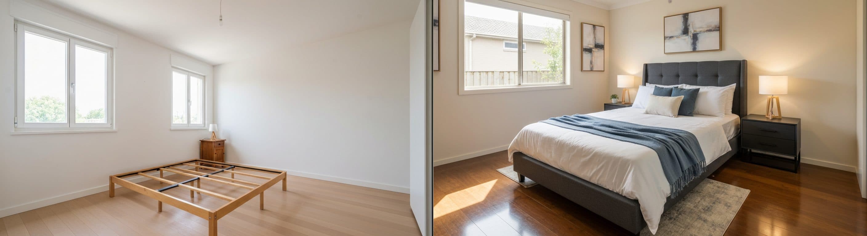 Spálňa: pred a po virtuálnom inscenovaní