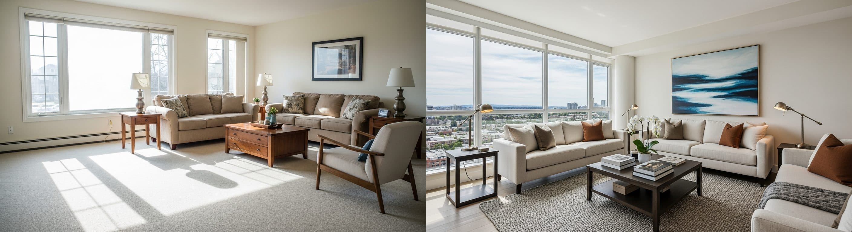 Obývačka: pred vs po virtuálnom homestagingu