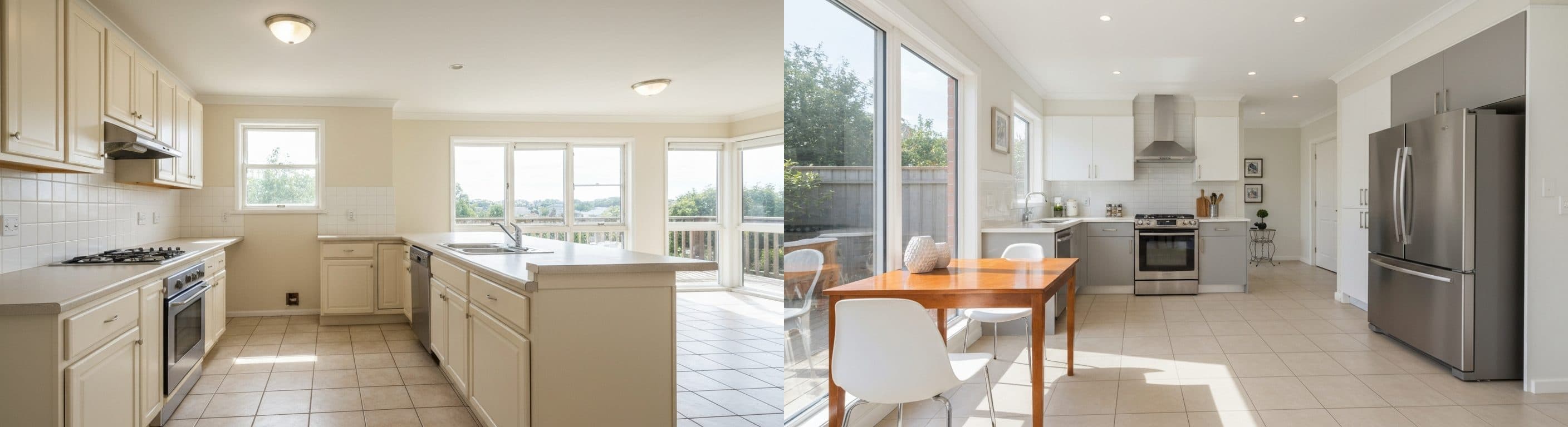 Küche: Vorher vs. Nachher virtuelles Staging