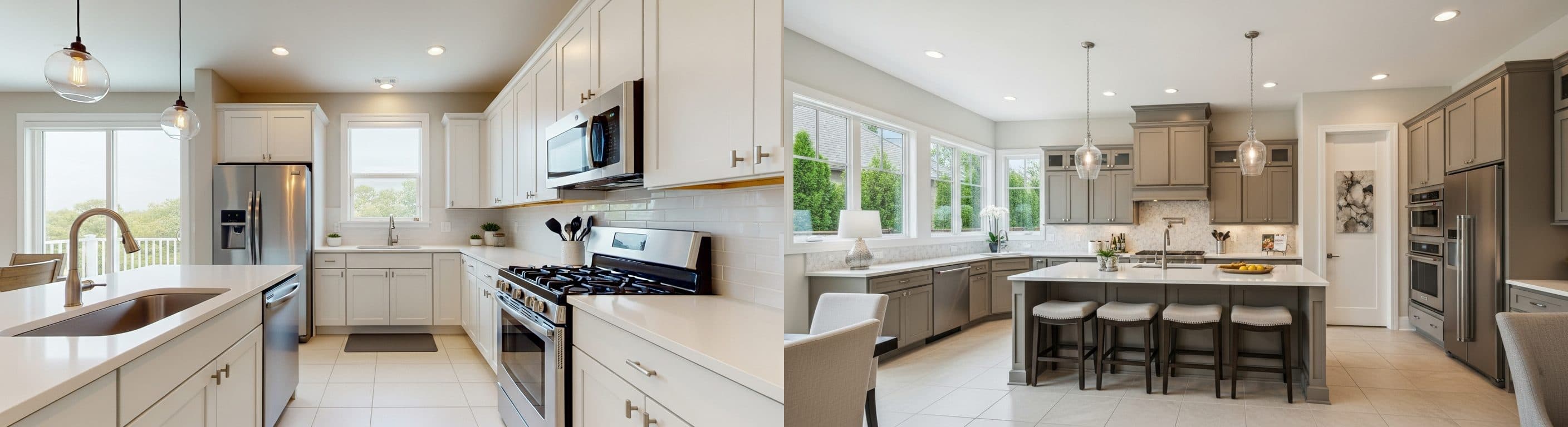 Küche: vor vs. nach virtuellem Staging