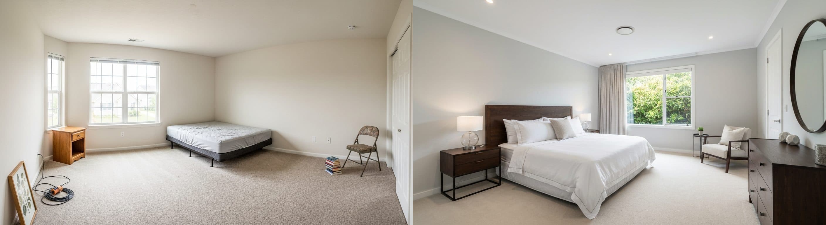 sypialnia: przed i po wirtualnej inscenizacji