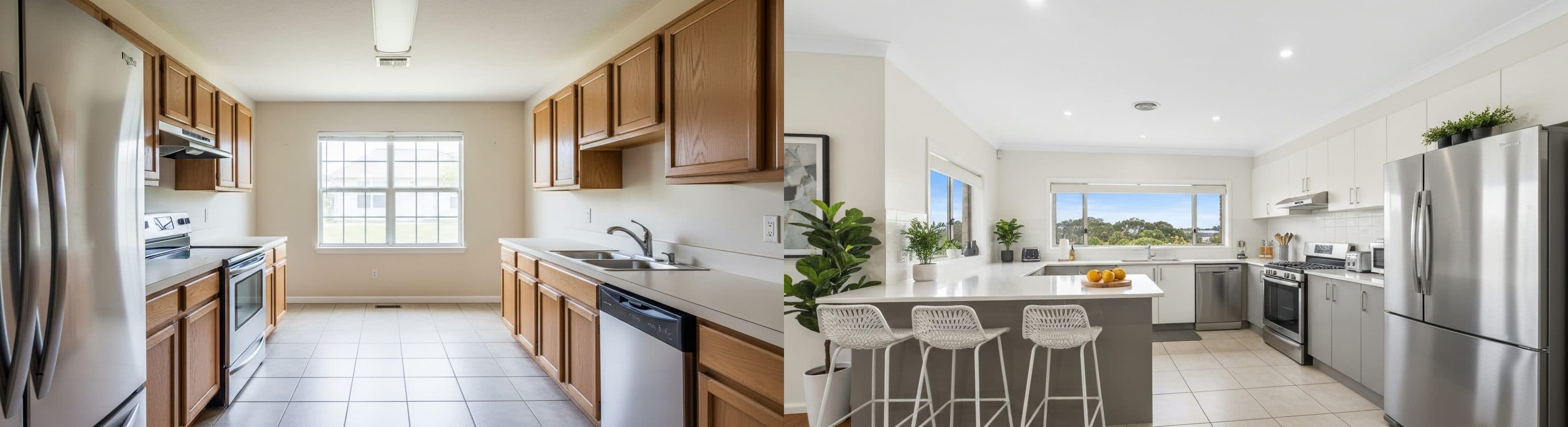 Kuchnia: przed i po wirtualnym stagingu