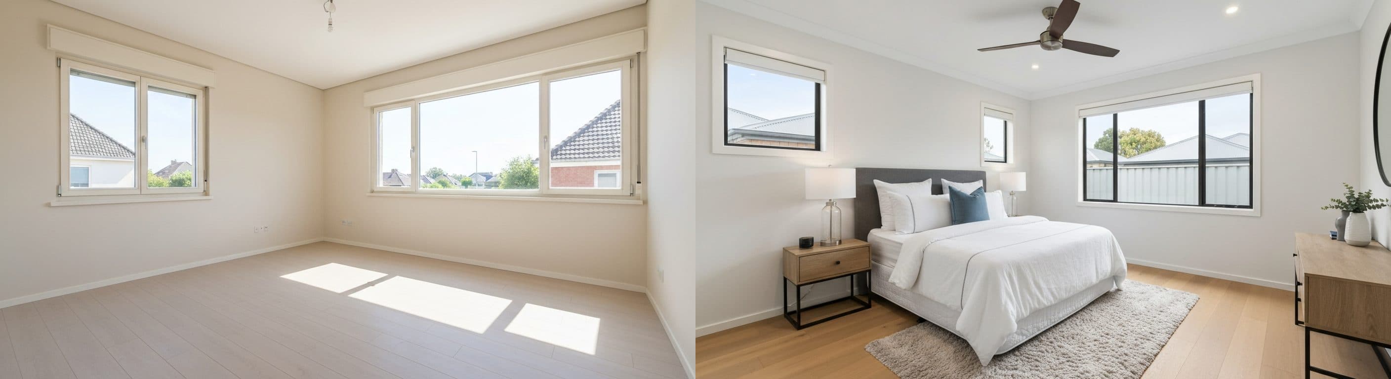 ložnice: před a po virtuálním stagingu