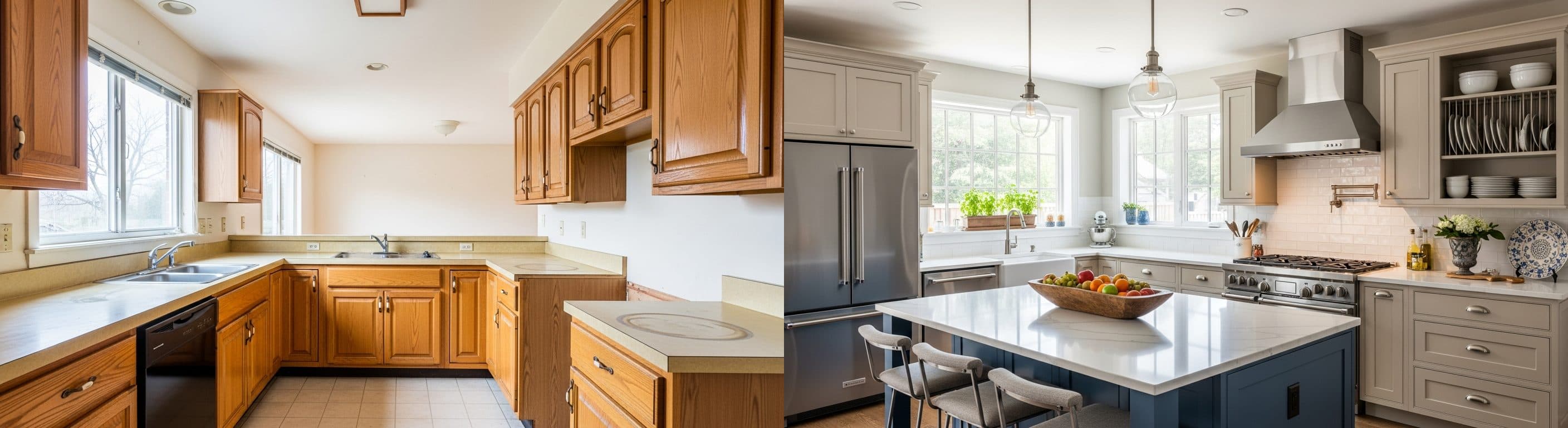 Küche: Vorher vs. nach virtuellem Staging