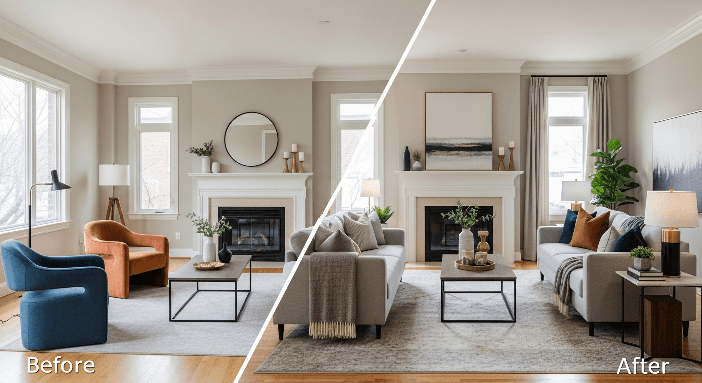 Kuchnia: przed vs po wirtualnym stagingu