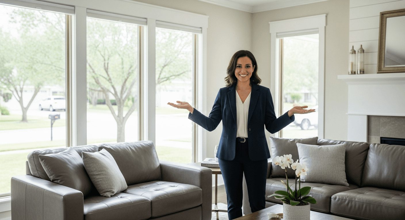 Immobilienmakler bespricht Einwände mit Käufern während einer Hausbesichtigung