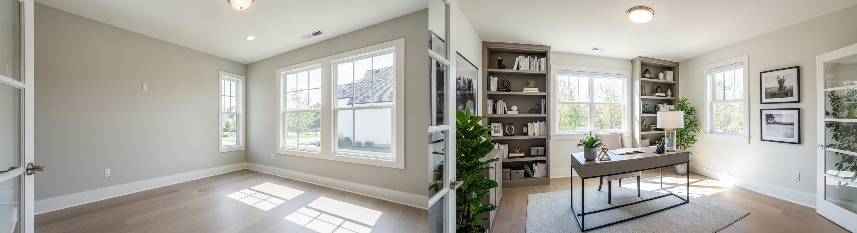 Biuro domowe: przed i po wirtualnym stagingu