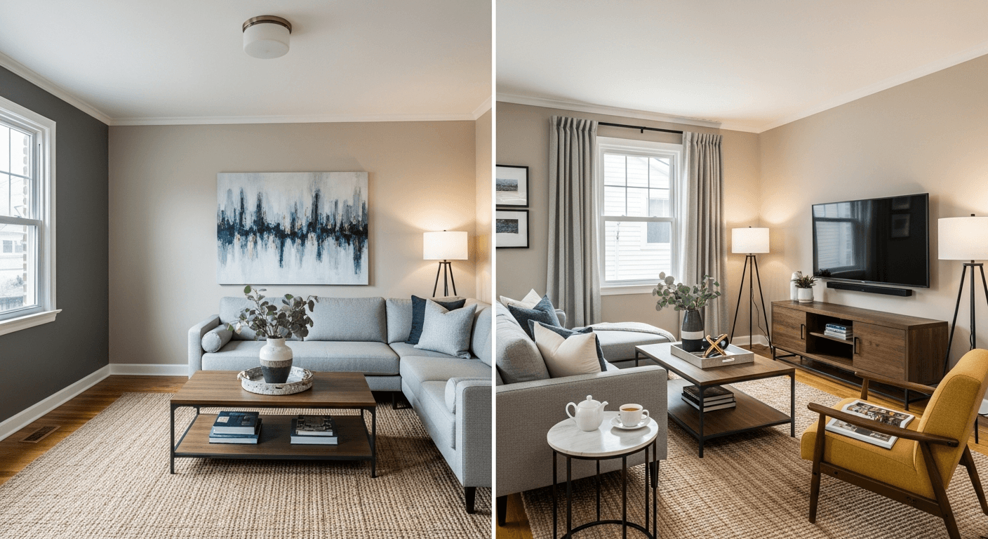 Chambre : avant vs après home staging virtuel