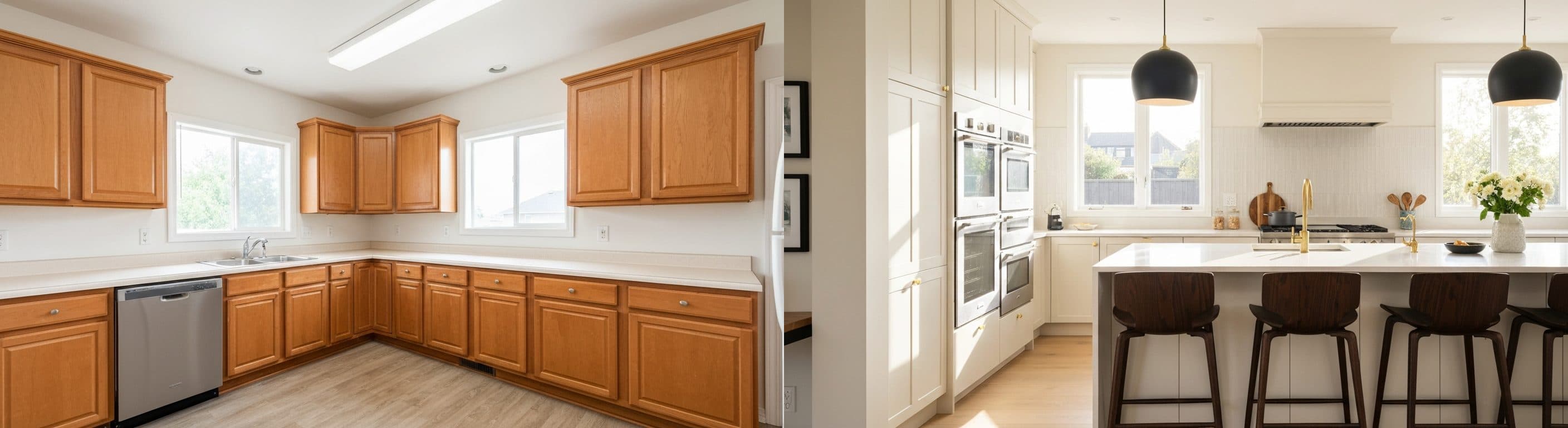 Küche: Vorher vs. Nachher virtuelles Staging