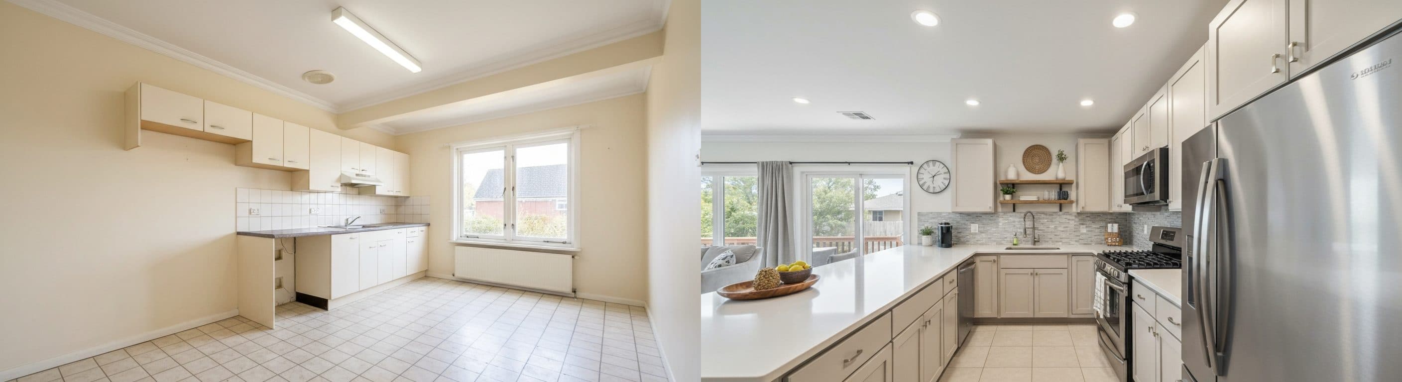 Kuchnia: przed vs po wirtualnym stagingu