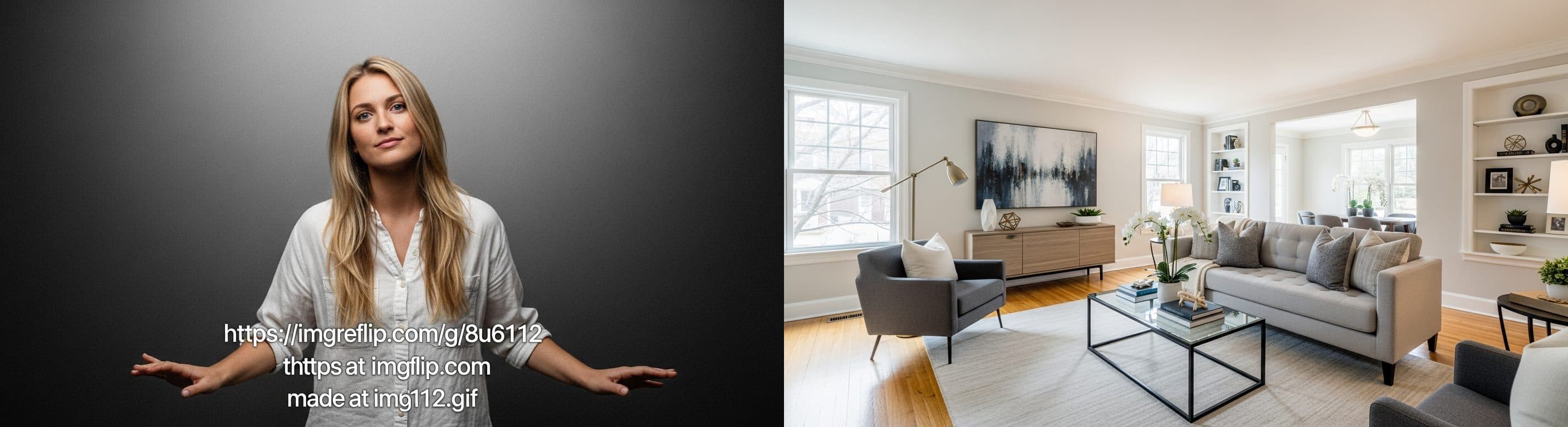 Salon : avant vs après le home staging virtuel