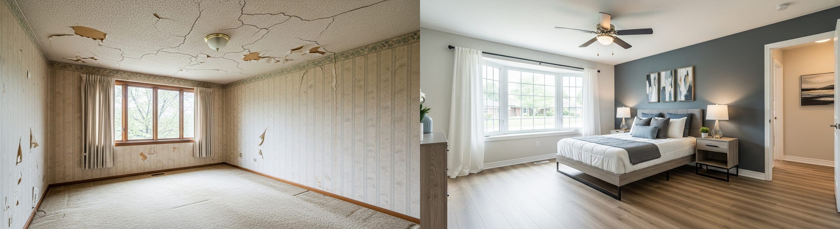 Chambre : avant vs après le home staging virtuel