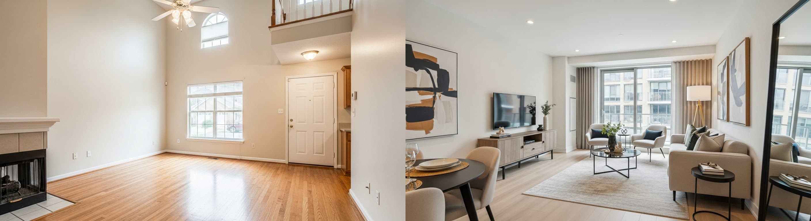 Salon : avant vs après home staging virtuel