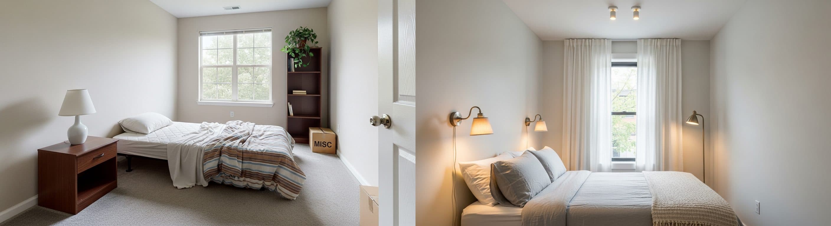 Chambre : avant vs après home staging virtuel