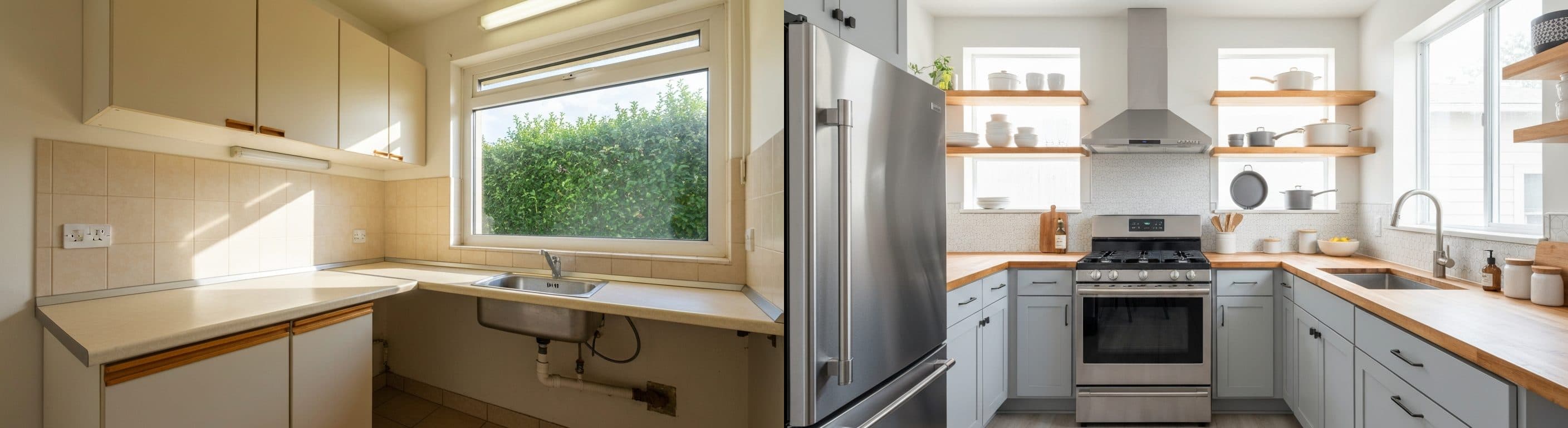 Cuisine : avant vs après home staging virtuel