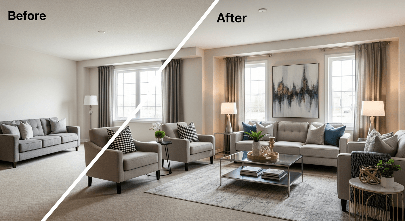 Kuchnia: przed i po wirtualnej inscenizacji