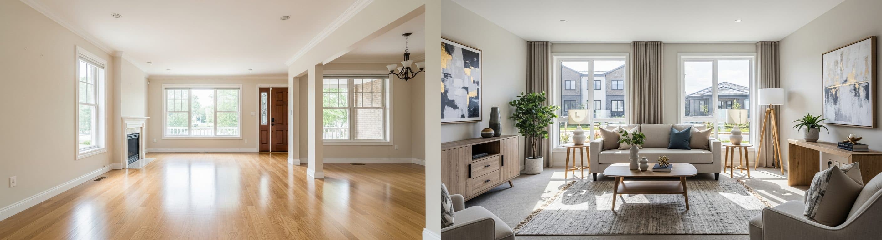 Salon: przed i po wirtualnym stagingu