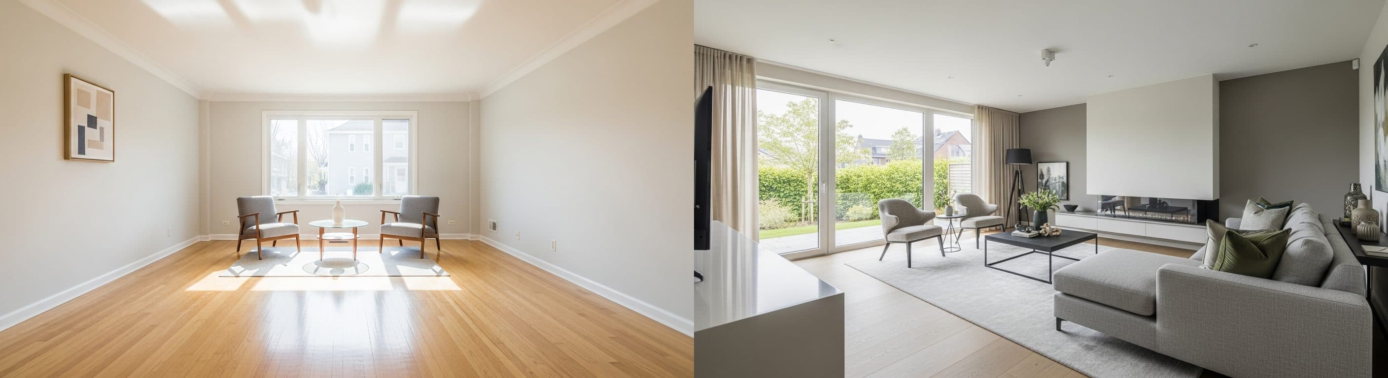 Obývacia izba: pred vs po virtuálnom inscenovaní