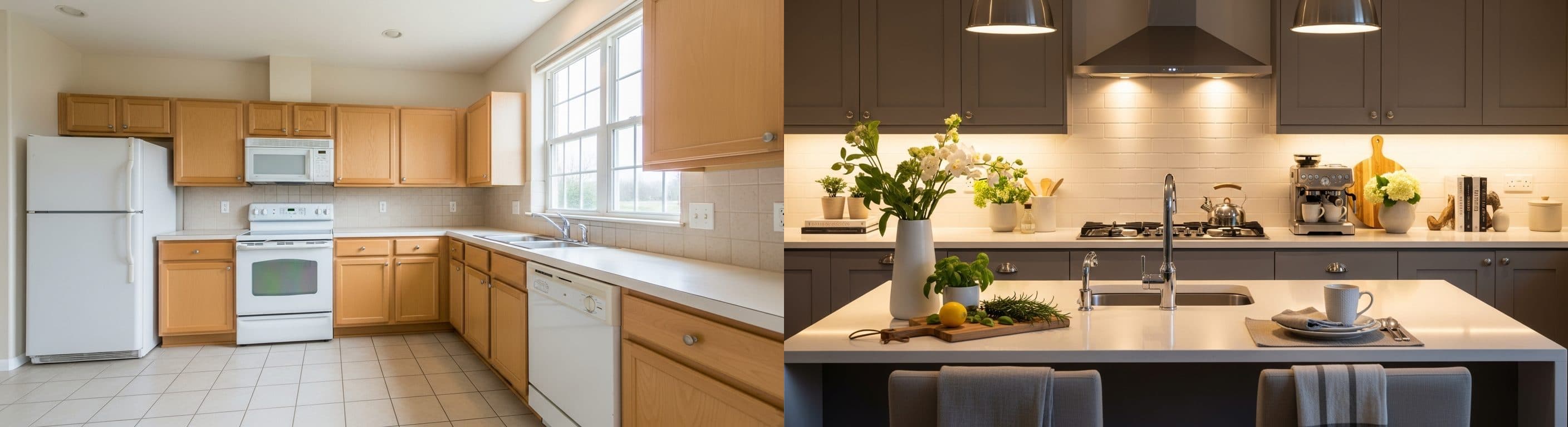 Kuchyňa: pred vs po virtuálnom inscenovaní