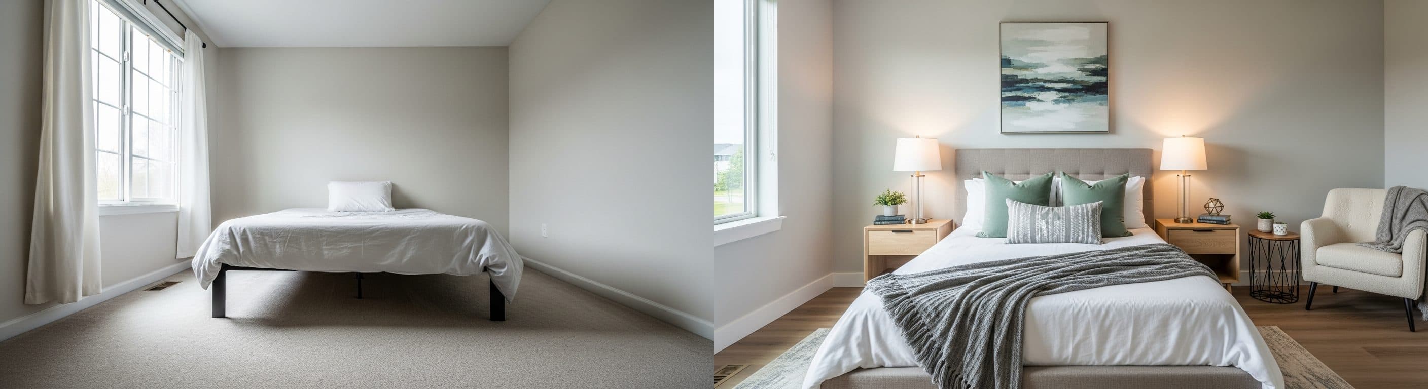 Camera da letto: prima vs dopo virtual staging