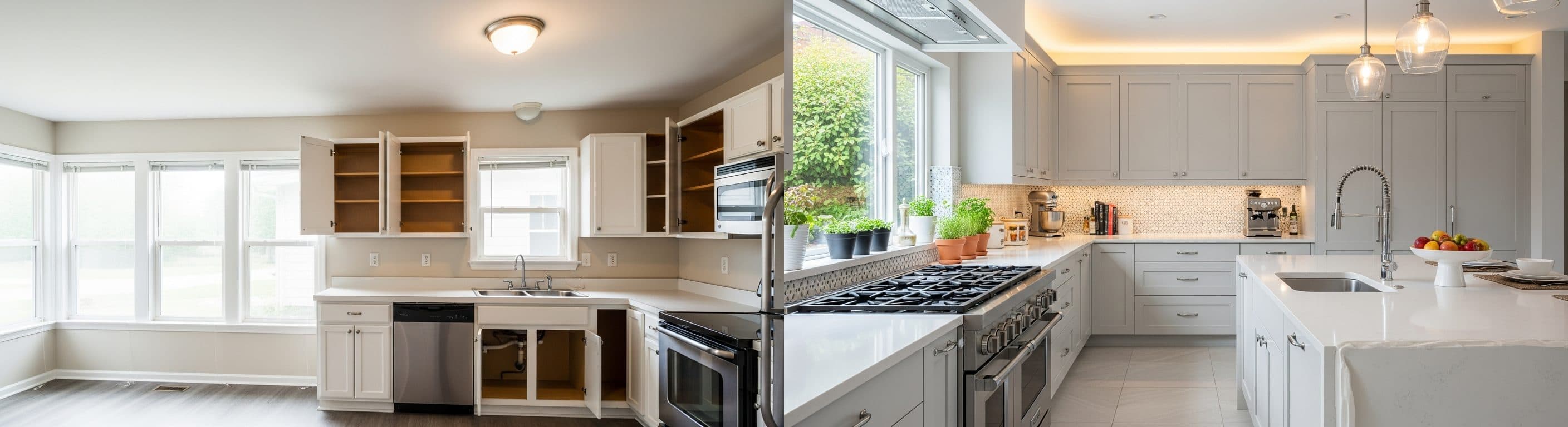 Cuisine : avant vs après le home staging virtuel