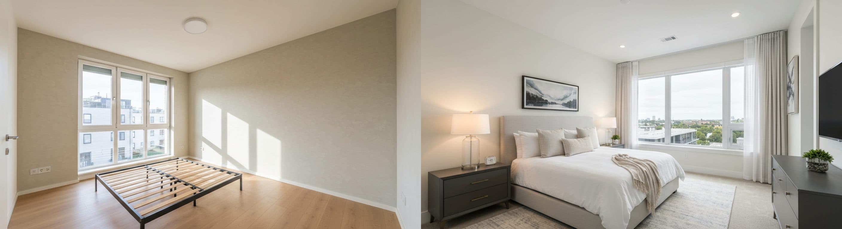 Chambre : avant vs après le home staging virtuel