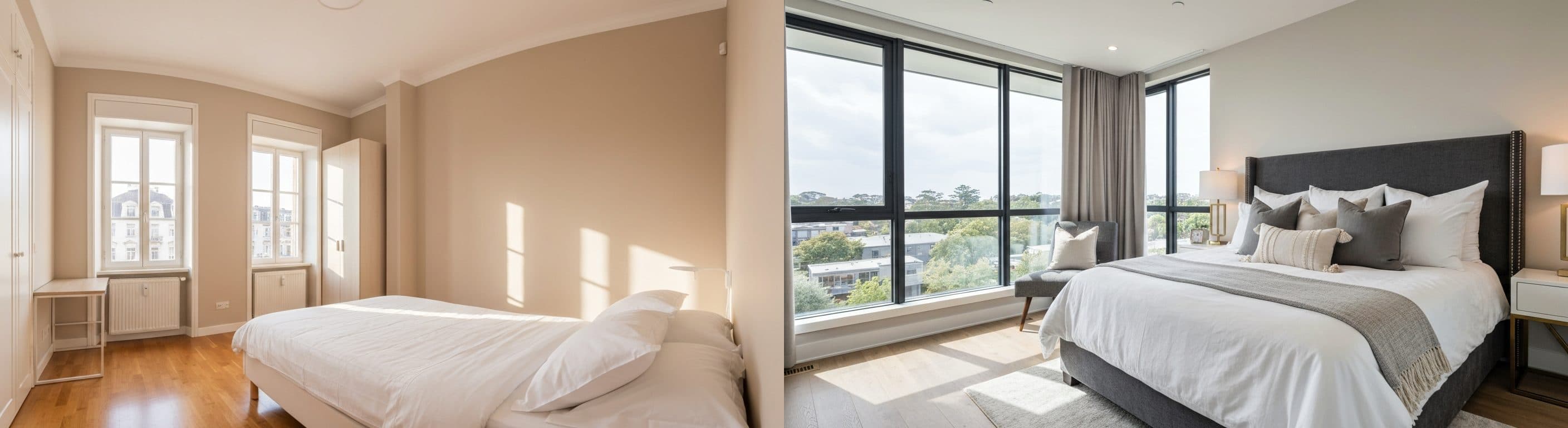 Sypialnia: przed vs po wirtualnej aranżacji