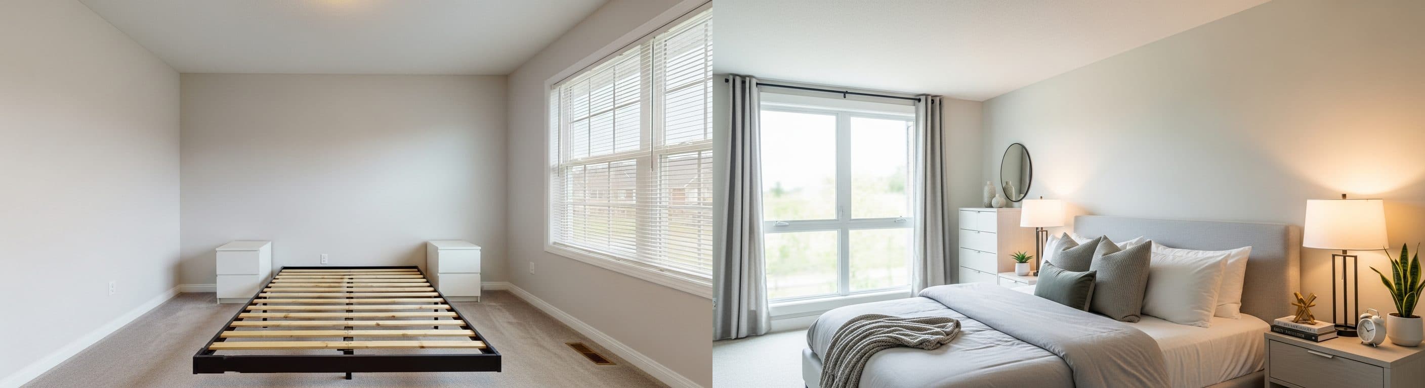 spálňa: pred a po virtuálnom stagingu