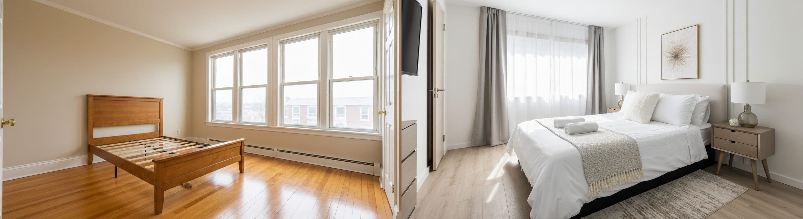 Bedroom: before vs after virtual staging
