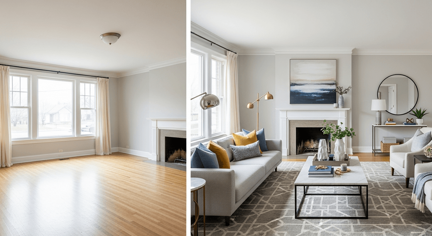 Spálňa: pred a po virtuálnom stagingu