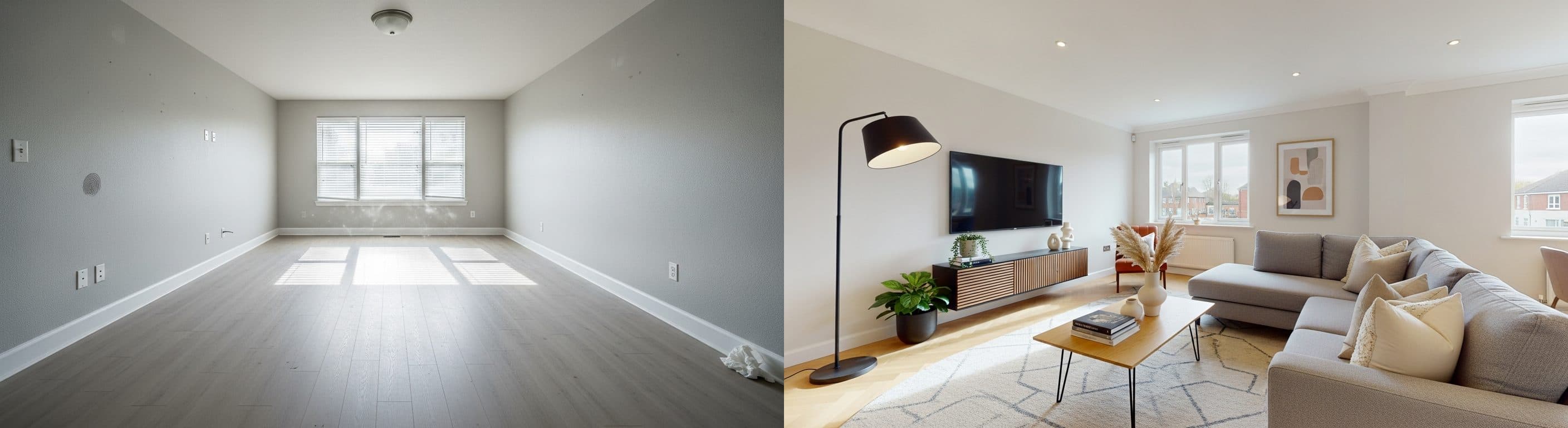 Salon: przed vs po wirtualnym stagingu