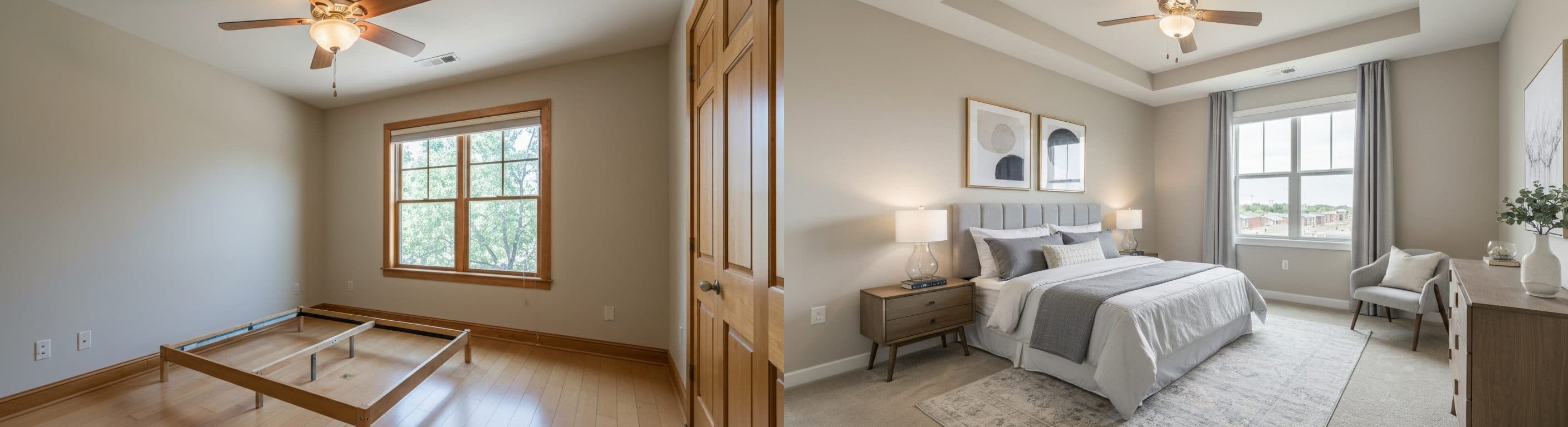 bedroom: before vs after virtual staging