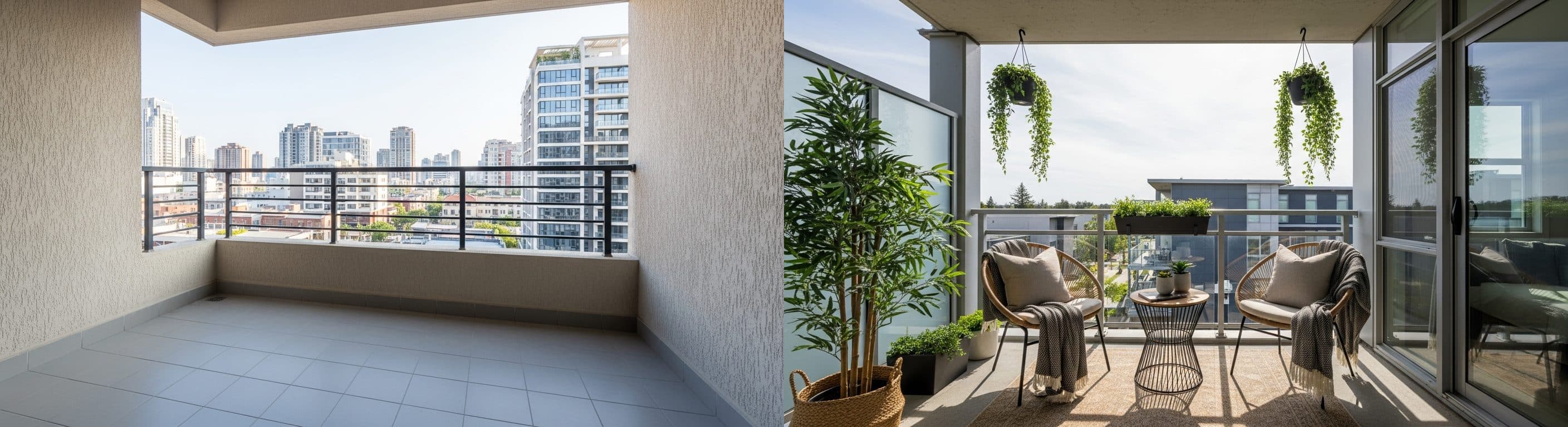 Balkon: przed vs po wirtualnej aranżacji