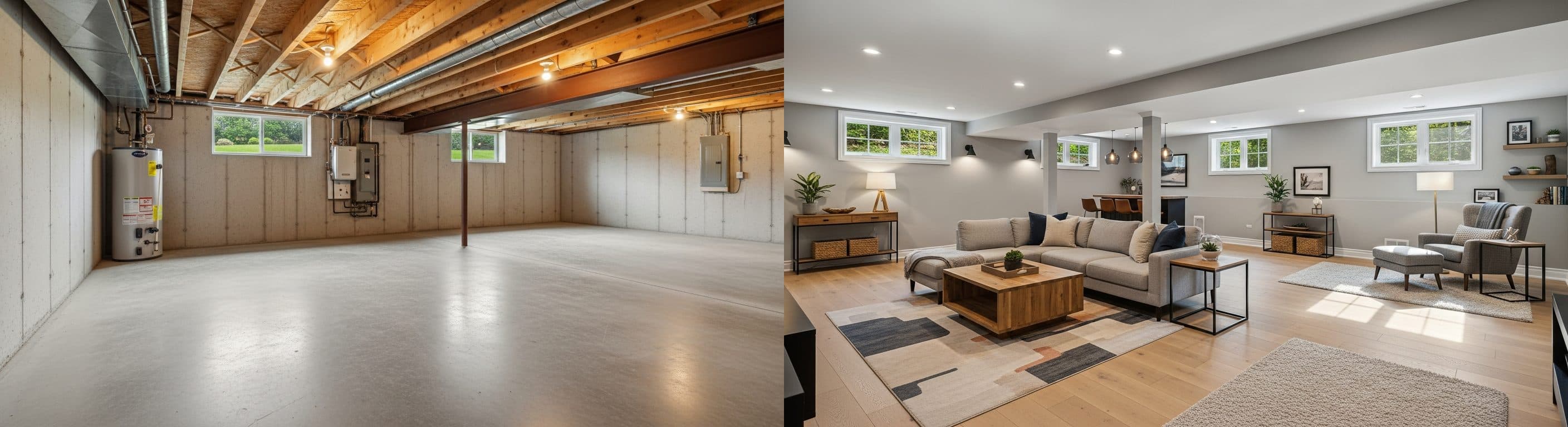 piwnica: przed vs po wirtualnym stagingu