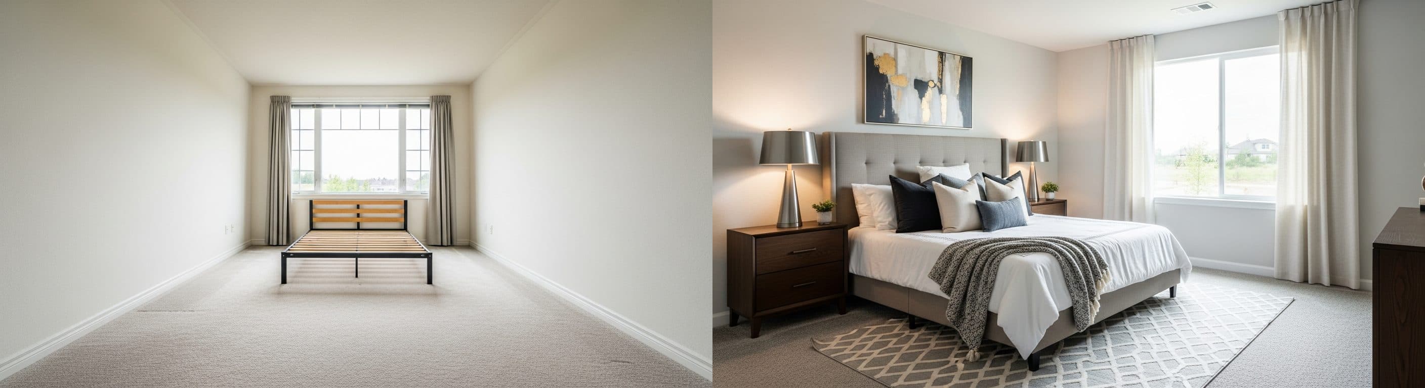 Sypialnia: przed vs po wirtualnej inscenizacji