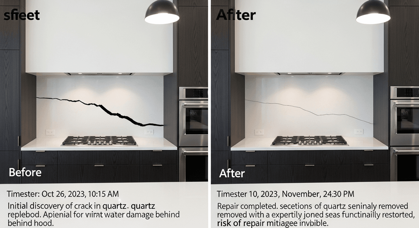 Fotografia pred a po oprave chyby v dome v inscenovanej obývačke