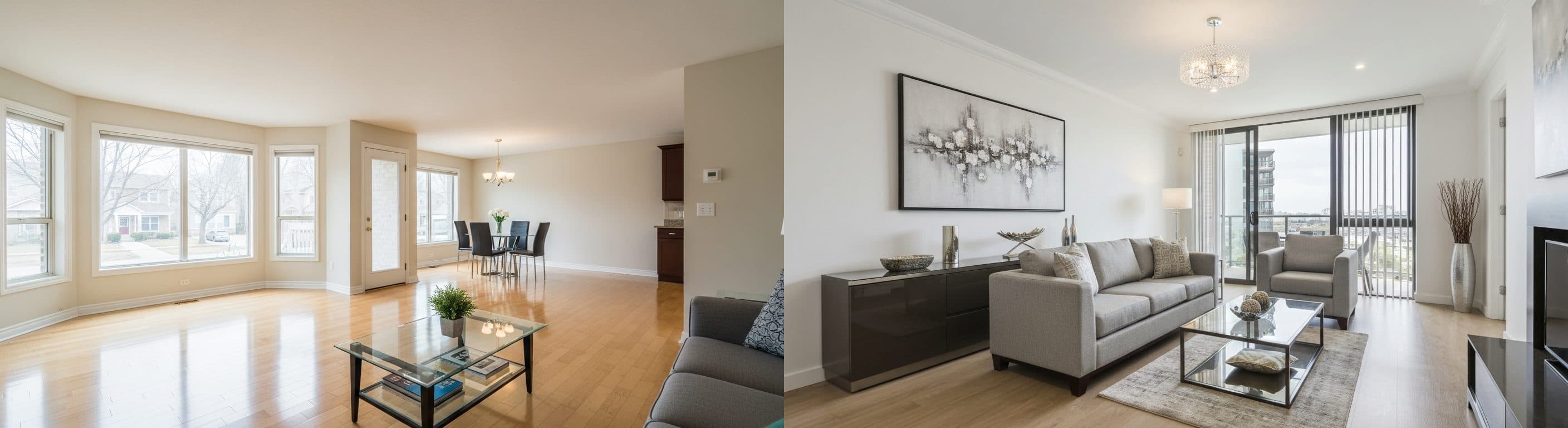 woonkamer: voor vs na virtuele woningpresentatie