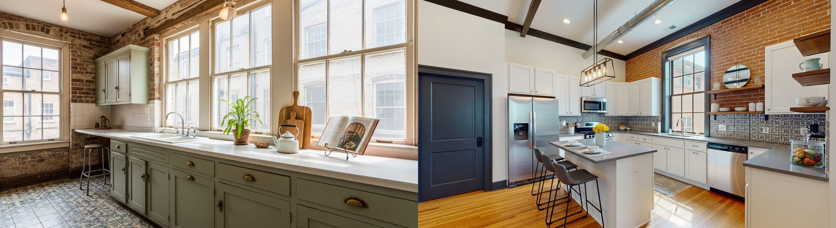 Küche: Vorher vs. Nachher virtuelles Staging