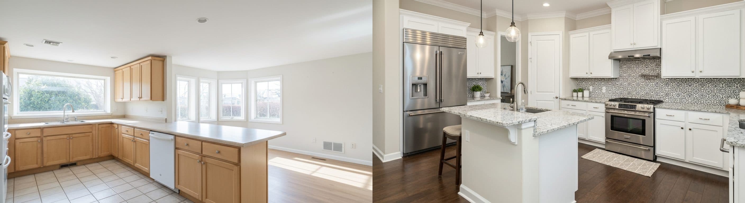 Kuchnia: przed i po wirtualnym stagingu