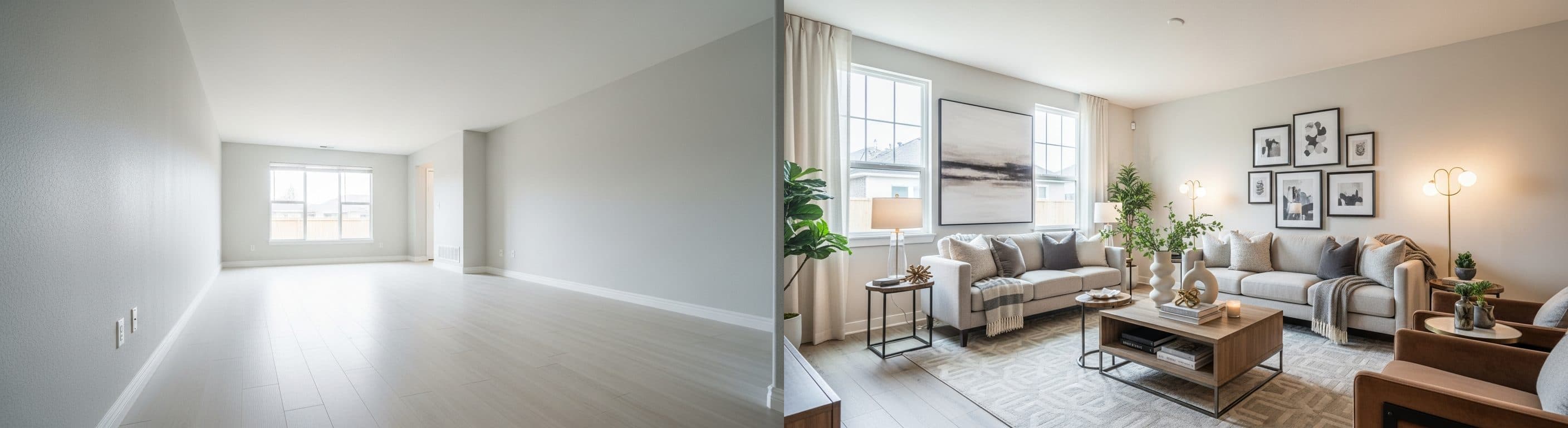 Salon: przed vs po wirtualnym stagingu